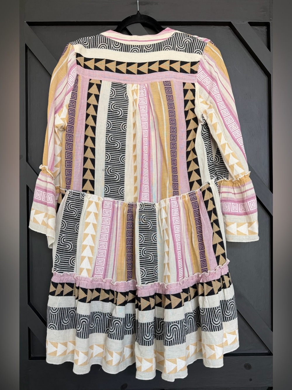 Elan Charli Dress in Tan/Purple Tribal Print, Size Medium - Picture 8 of 12